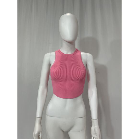 Alice + Olivia 'Marin' Pink Curved Hem Round Neck Tank Size XS - Picture 2 of 5